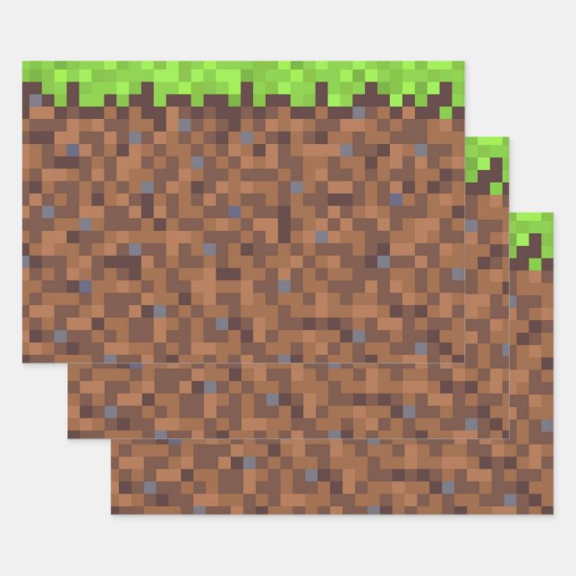Pixel grass gamer birthday  geschenkpapier set (Set)