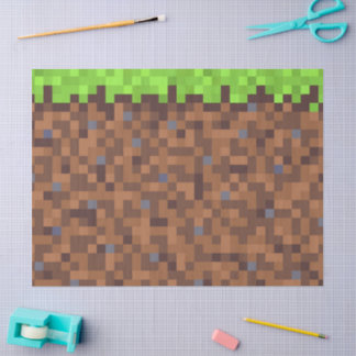 Pixel grass gamer birthday  seidenpapier