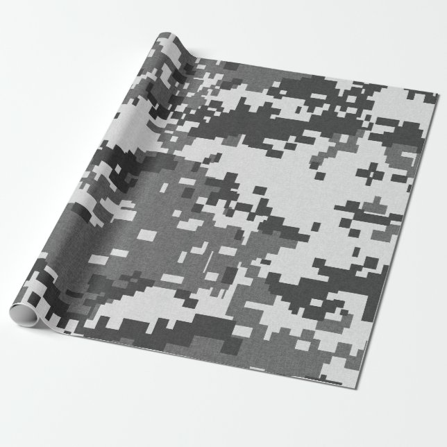 Pixel-Grau-Camouflage Geschenkpapier (Ungerollt)