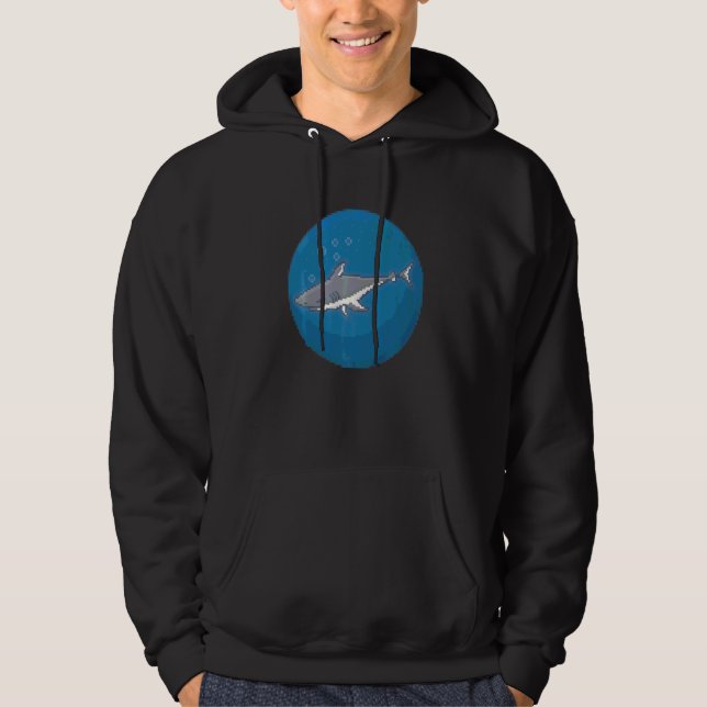 Pixel-Hai Unterwasser Hoodie (Vorderseite)