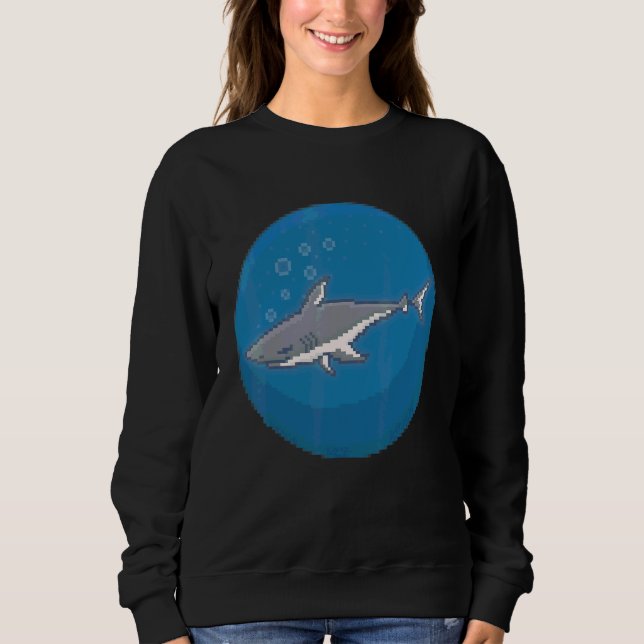 Pixel-Hai Unterwasser Sweatshirt (Vorderseite)