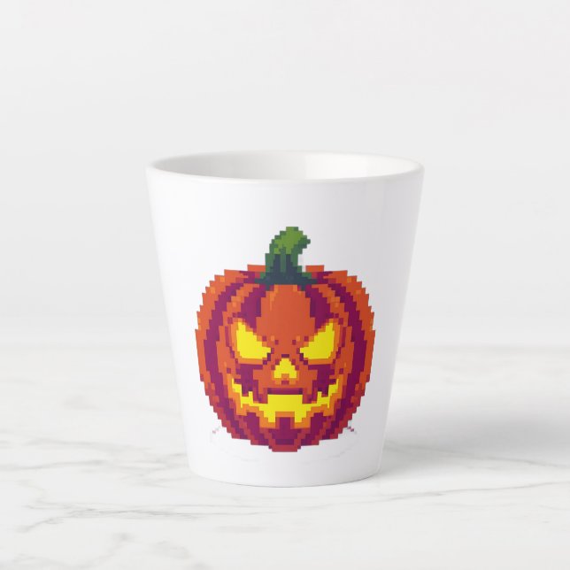 Pixel Halloween Pumpkin Milchtasse (Vorderseite)