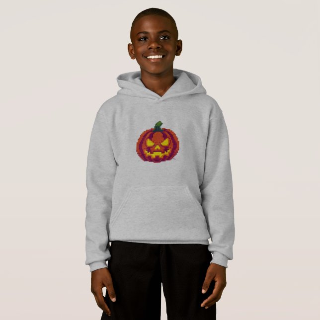 Pixel Halloween Pumpkin - Retro-8-Bit-Spooky-Desig Hoodie (Vorne ganz)