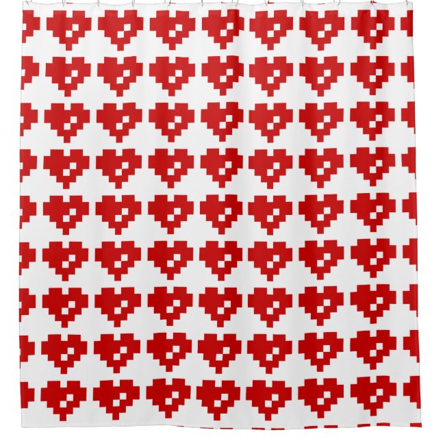 Pixel Heart 8 Bit-Liebe Duschvorhang (Vorderseite)