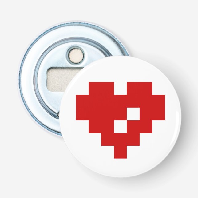 Pixel Heart 8 Bit-Liebe Flaschenöffner (Vorderseite)
