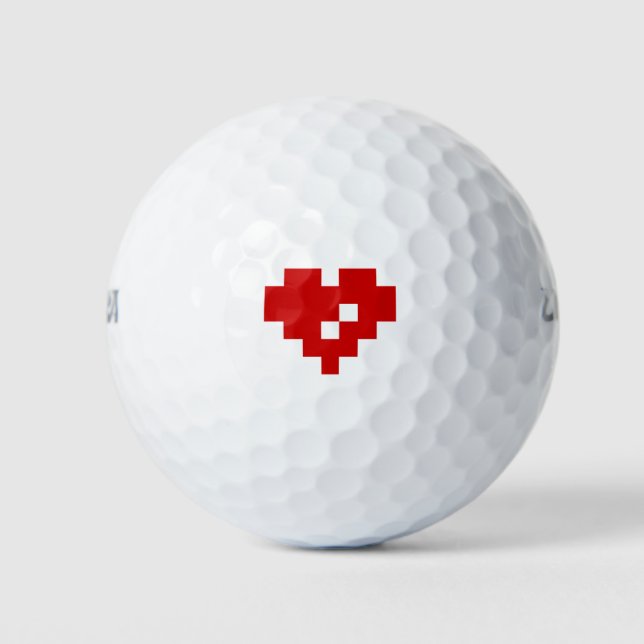 Pixel Heart 8 Bit-Liebe Golfball (Vorderseite)