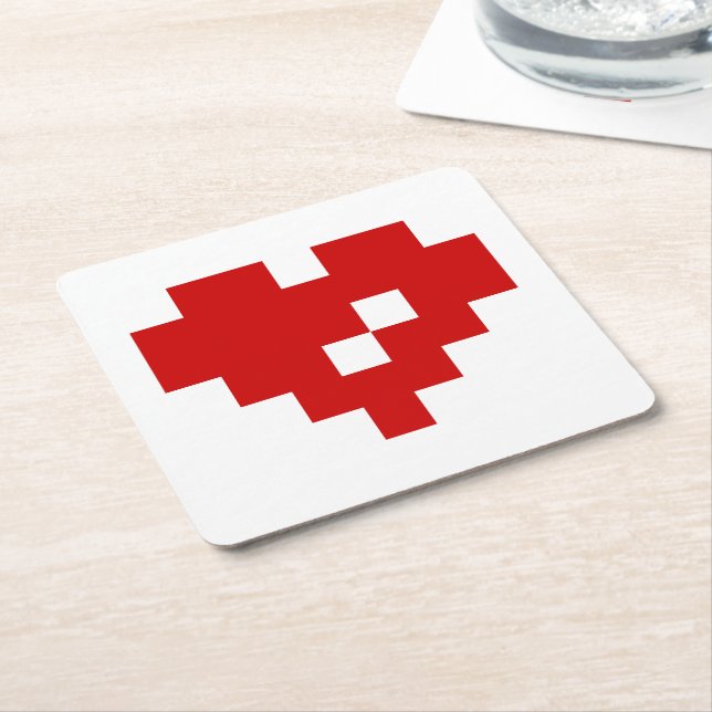 Pixel Heart 8 Bit-Liebe Rechteckiger Pappuntersetzer (angewinkelt)