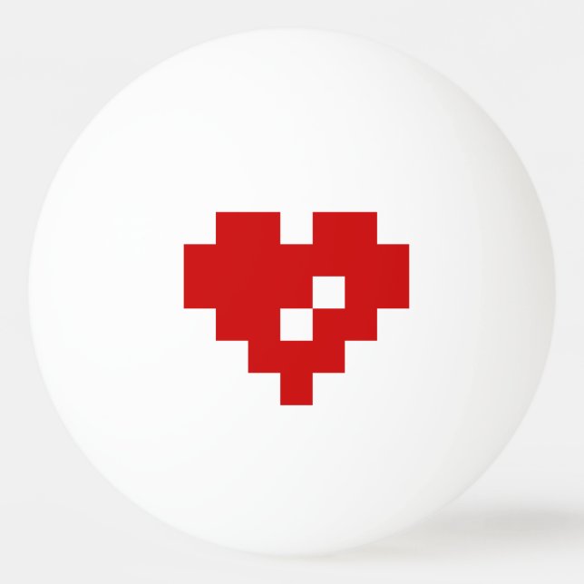 Pixel Heart 8 Bit-Liebe Tischtennisball (Vorderseite)