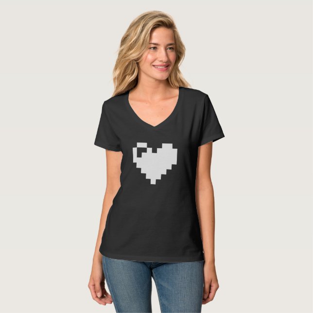 Pixel Heart 8 Bits T-Shirt (Vorderseite Vollansicht)