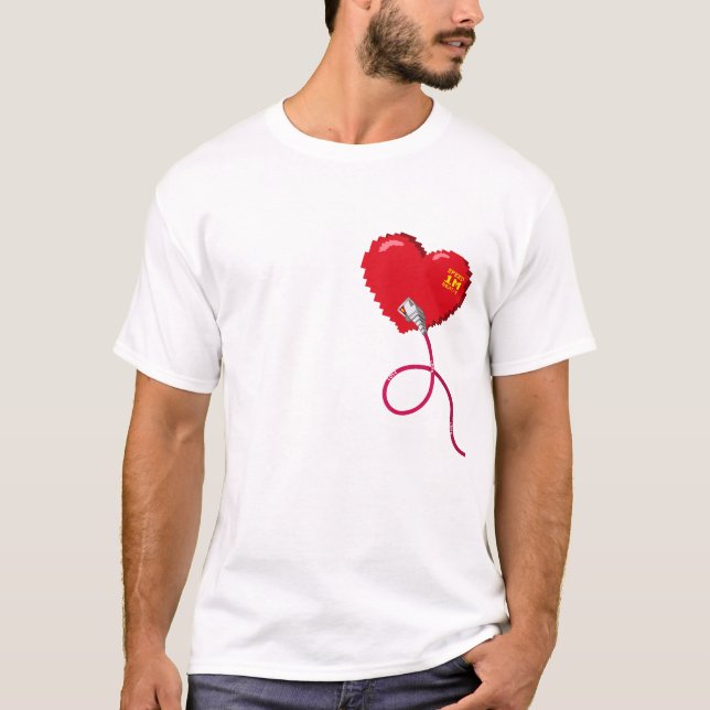 Pixel Hearts verbunden Matching Paar rechts T-Shirt (Vorderseite)