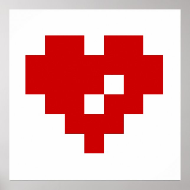 Pixel Herz 8 Bit Liebe Poster (Vorne)