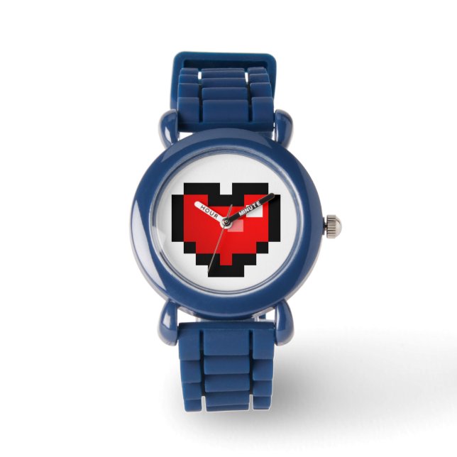 PIXEL-HERZ ARMBANDUHR (Vorderseite)