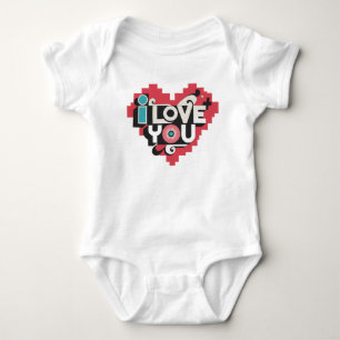 Pixel-Herz Ich liebe dich Retro-Typografie Baby Strampler