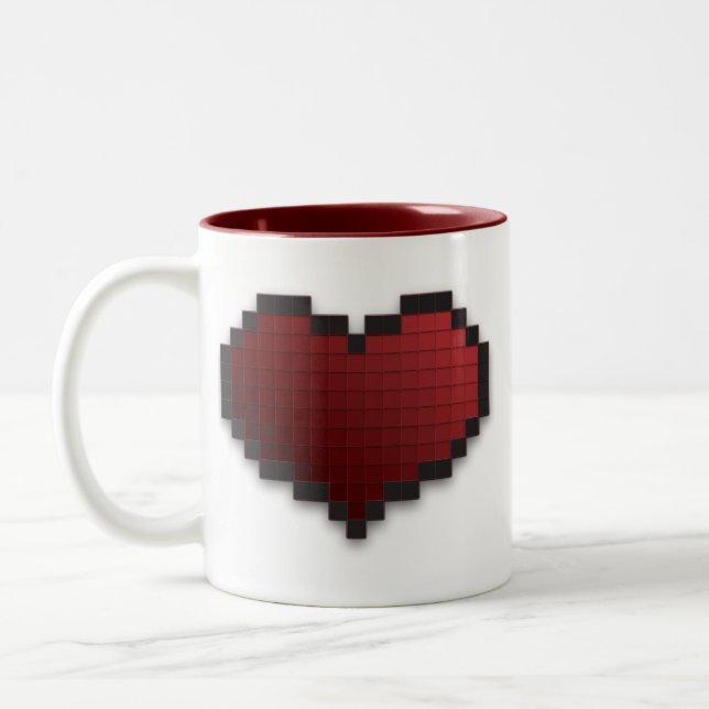 Pixel-Herz Zweifarbige Tasse (Links)
