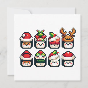 Pixel Holiday Sushi - Festive 8-Bit Art Einladung