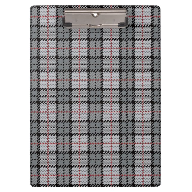 Pixel kariert im Grau mit rotem Streifen Klemmbrett (Vorderseite)
