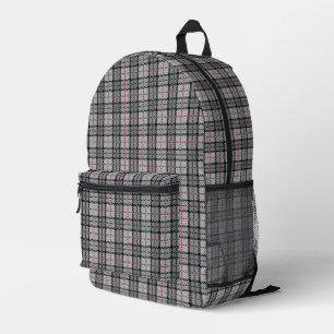 Pixel Kariert in Grau mit rotem Streifen Bedruckter Rucksack
