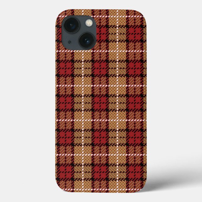 Pixel Kariert in Rot und Gold Case-Mate iPhone Hülle (Rückseite)