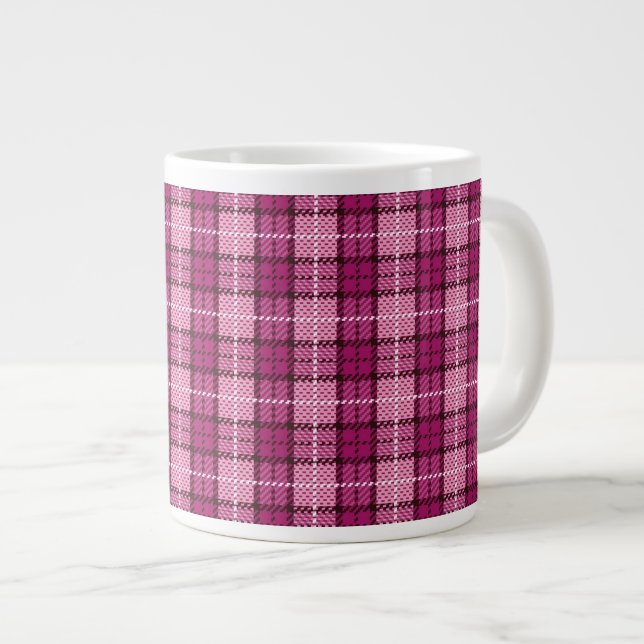 Pixel Kariert_Magenta-Schwarz Jumbo-Tasse (Vorderseite Rechts)