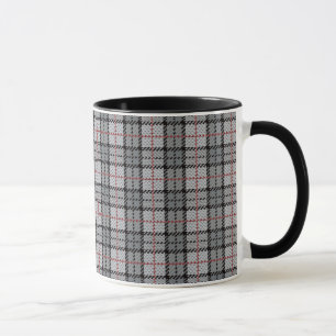 Pixel Karo in Grau mit rotem Streifen Tasse