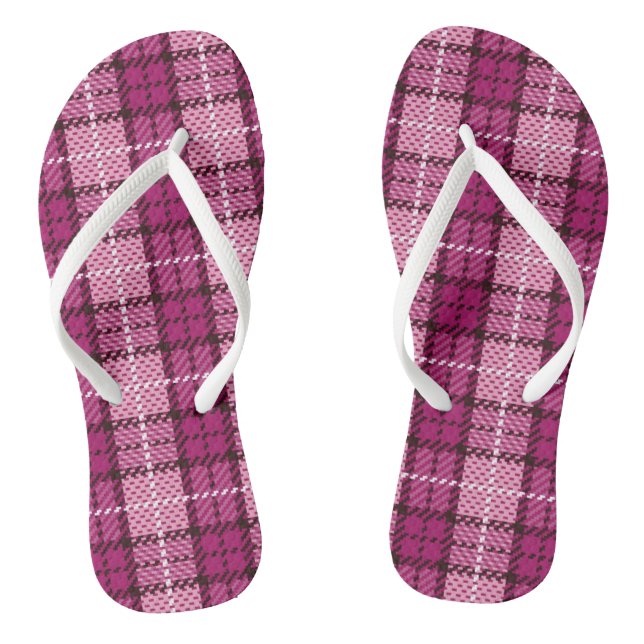 Pixel Karo-Magenta-Schwarz Flip Flops (Fußbett)