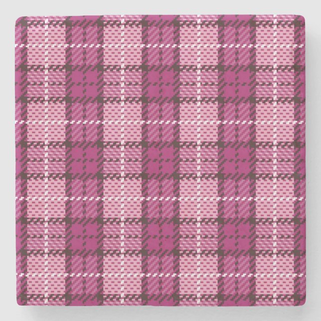 Pixel Karo_Magenta-Schwarz Steinuntersetzer (Vorderseite)