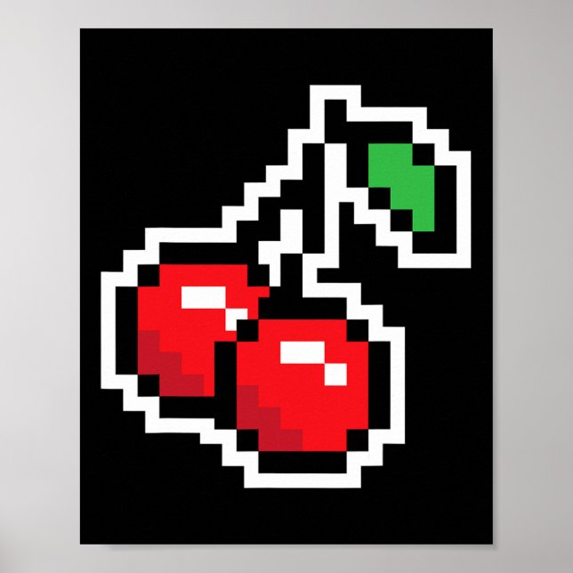 Pixel-Kirschen 80er Videospiel Halloween-Kostüm Ea Poster (Vorne)