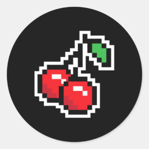 Pixel Kirschen 80er Videospiel Halloween-Kostüm Ea Runder Aufkleber