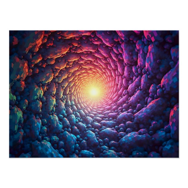 Pixel Kunst als " Licht am Ende des Tunnels" Poster (Vorderseite)