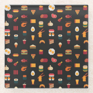 Pixel Kunst Essen, nahtlose Textur. Glasuntersetzer