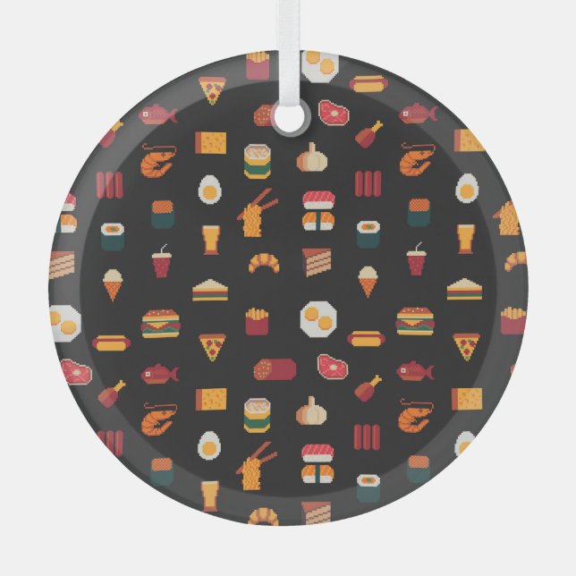 Pixel Kunst Essen, nahtlose Textur. Ornament Aus Glas (Vorderseite)