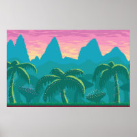 Pixel Kunst nahtlose Landschaft mit tropischen Ber