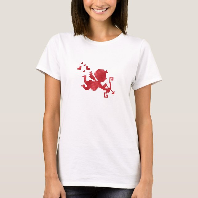 Pixel-Kunst-niedlicher Amor T-Shirt (Vorderseite)
