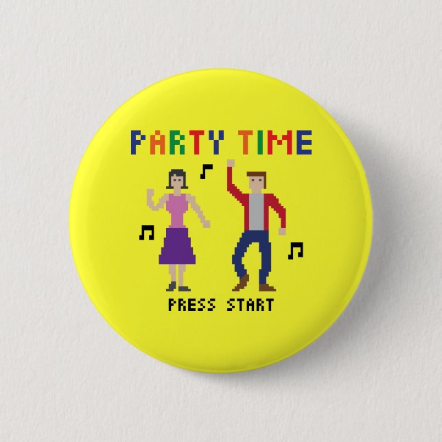 Pixel-Kunst-Party-Zeit-Knopf Button (Vorderseite)