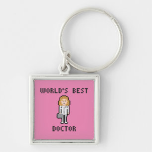 Pixel-Kunst-weiblicher Doktor Keychain Schlüsselanhänger