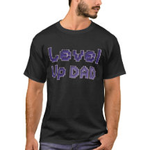 Pixel Level Up Dad Gamer T-Shirt - Lila auf Schwar