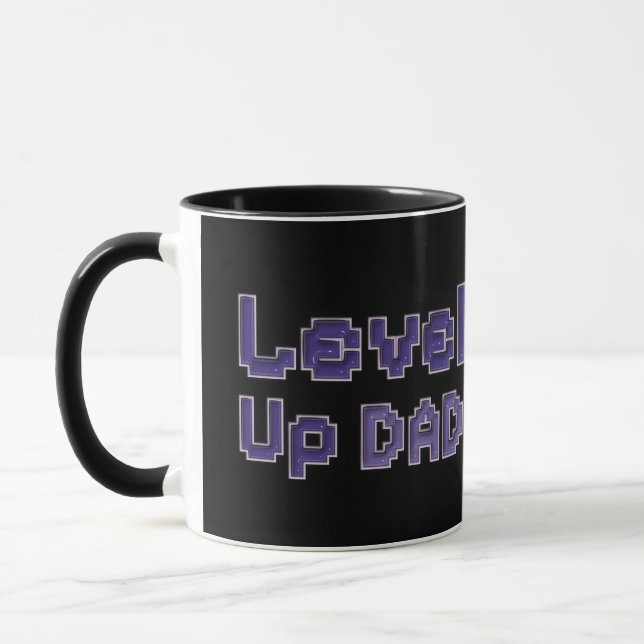 Pixel Level Up Dad Gamer Two-Tone Mug Tasse (Links)