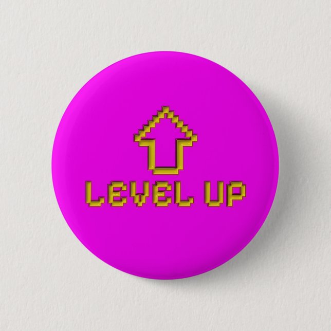 Pixel Level Up Gamer Pin Button (Vorderseite)