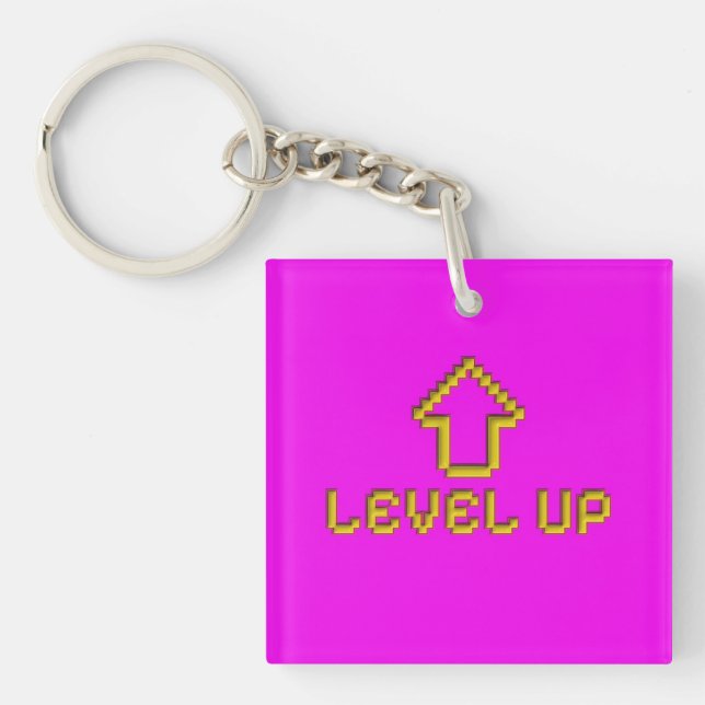 Pixel Level Up Gamer Schlüsselanhänger Elektrische (Vorderseite)