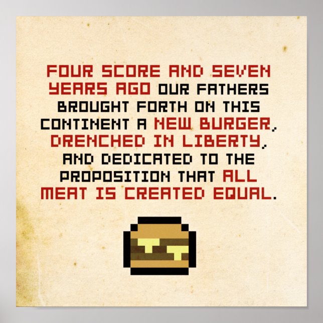 Pixel Lincoln Gettysburger Address Poster (Vorne)