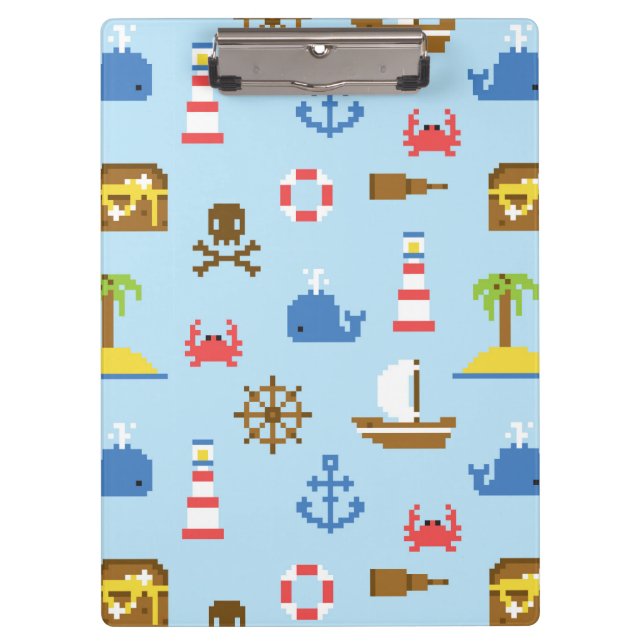 Pixel-Meereskunstmuster Klemmbrett (Vorderseite)