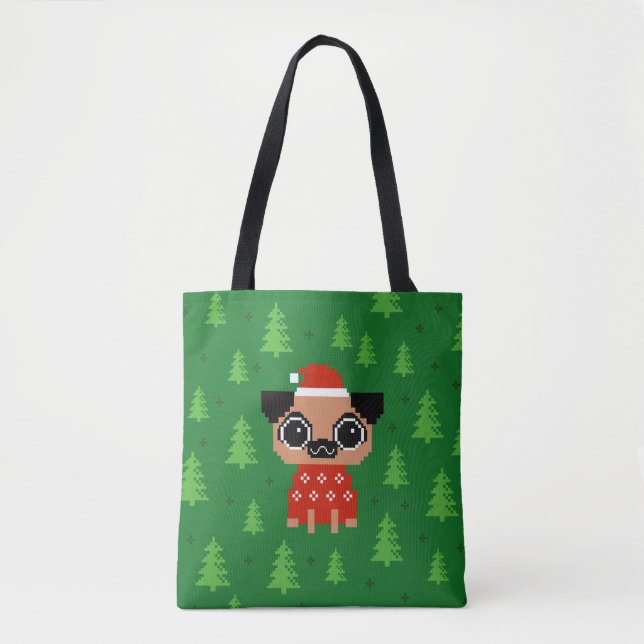 Pixel Mops Niedlich Weihnachtsfeiertag Hund (Vorderseite)