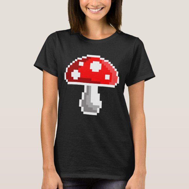 Pixel-Mushroom-T - Shirt (dunkel) (Vorderseite)