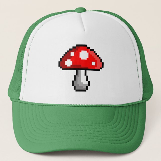 Pixel Mushroom Trucker Hat Truckerkappe (Vorderseite)