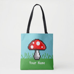 Pixel-Mushroom-Wiese-Totasche
