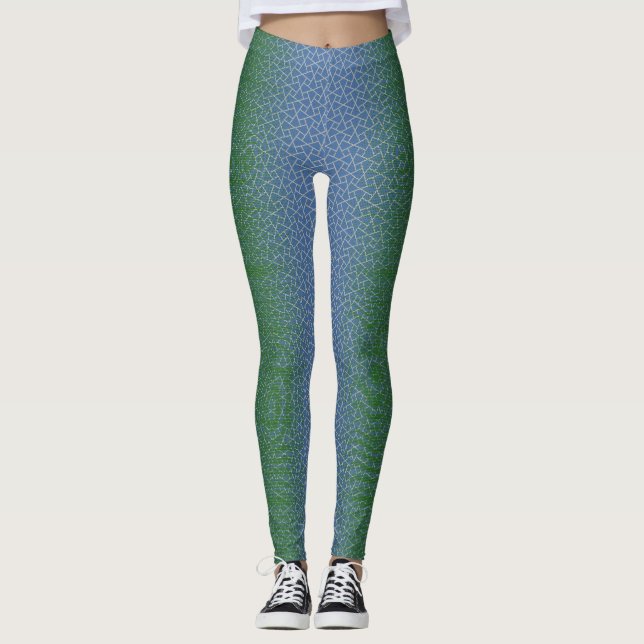 Pixel Muster 01.GRN.bw Lblue BG Leggings (Vorderseite)