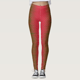 Pixel Muster 01.GRN.bw Red BG Leggings