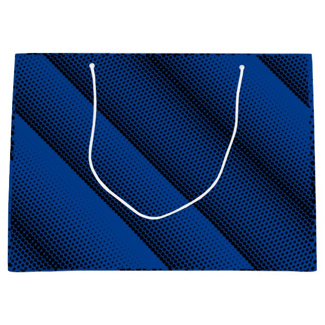 Pixel Muster 08.B.w Blue BG Große Geschenktüte (Vorderseite)