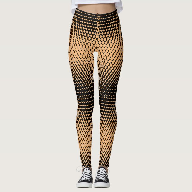 Pixel Muster 09.B.w. Orange BG Leggings (Vorderseite)