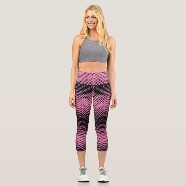 Pixel Muster 09.B.w. Rosa BG Capri Leggings (Vorderseite)